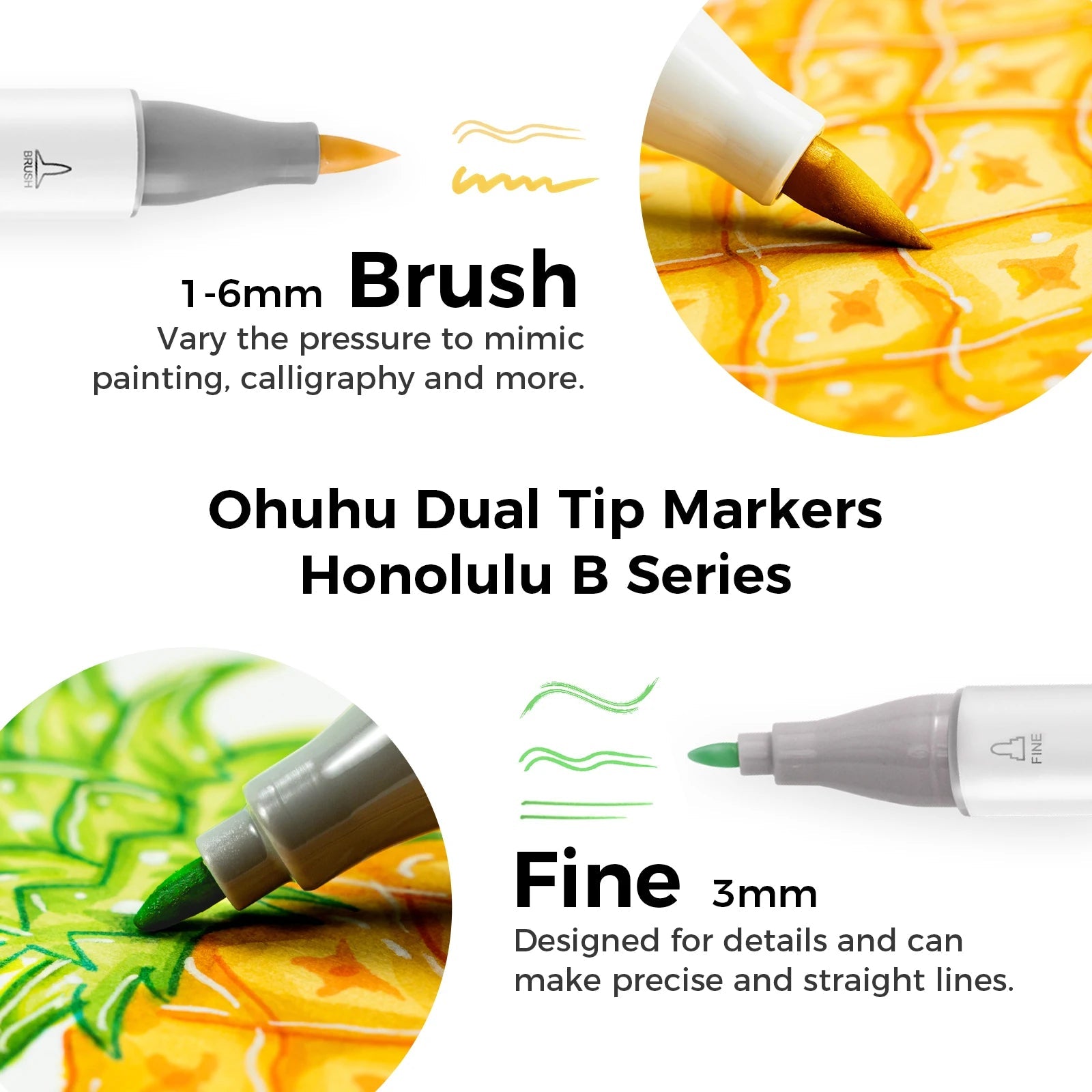 Ohuhu Honolulu B Marker Pen Set Color Markers Alcohol Art Markers Refillable - Maxwell shop