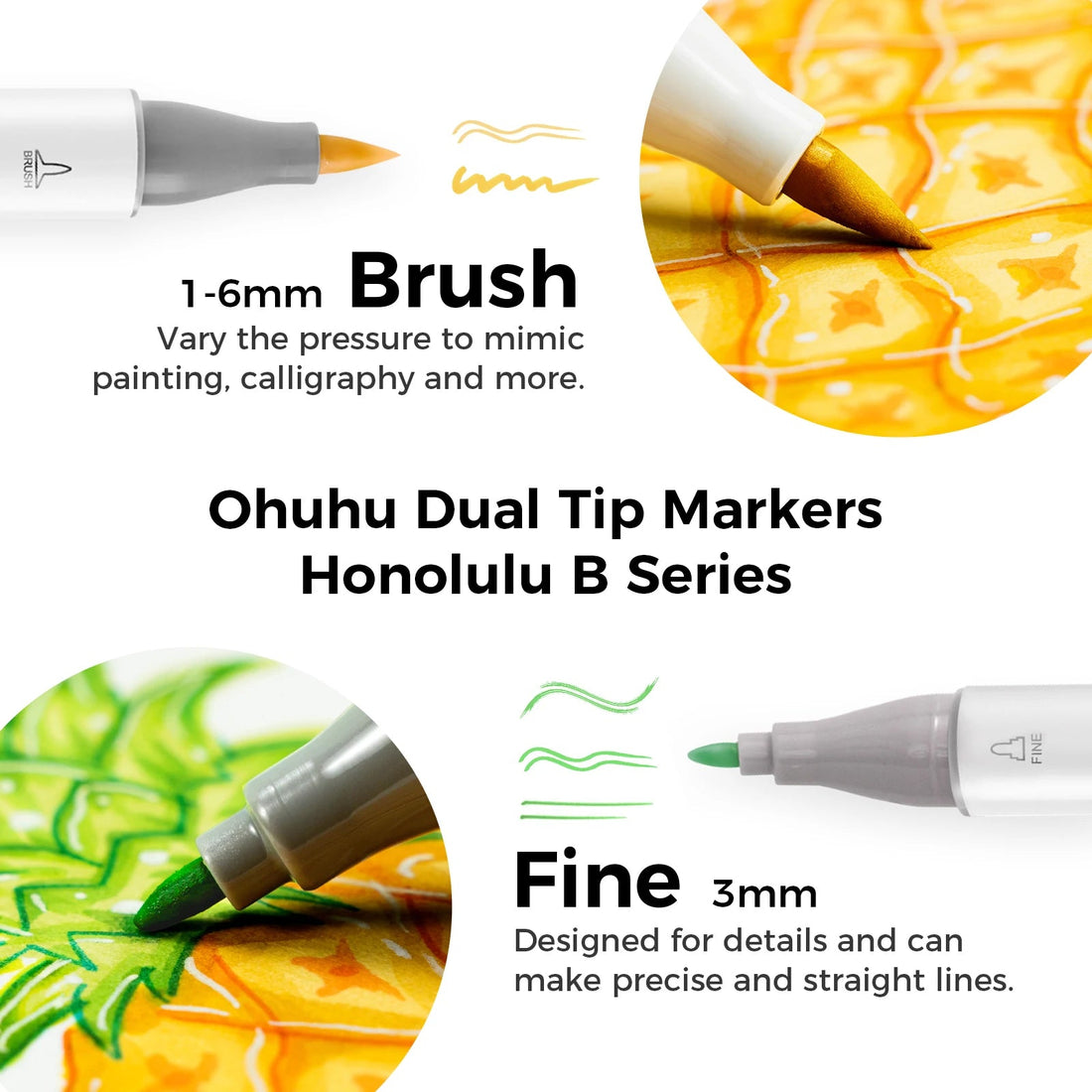 Ohuhu Honolulu B Marker Pen Set Color Markers Alcohol Art Markers Refillable - Maxwell shop