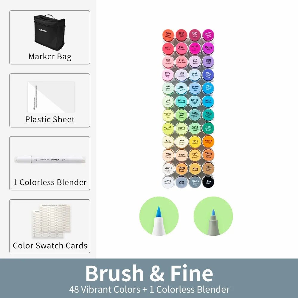 Ohuhu Honolulu B Marker Pen Set Color Markers Alcohol Art Markers Refillable - Maxwell shop
