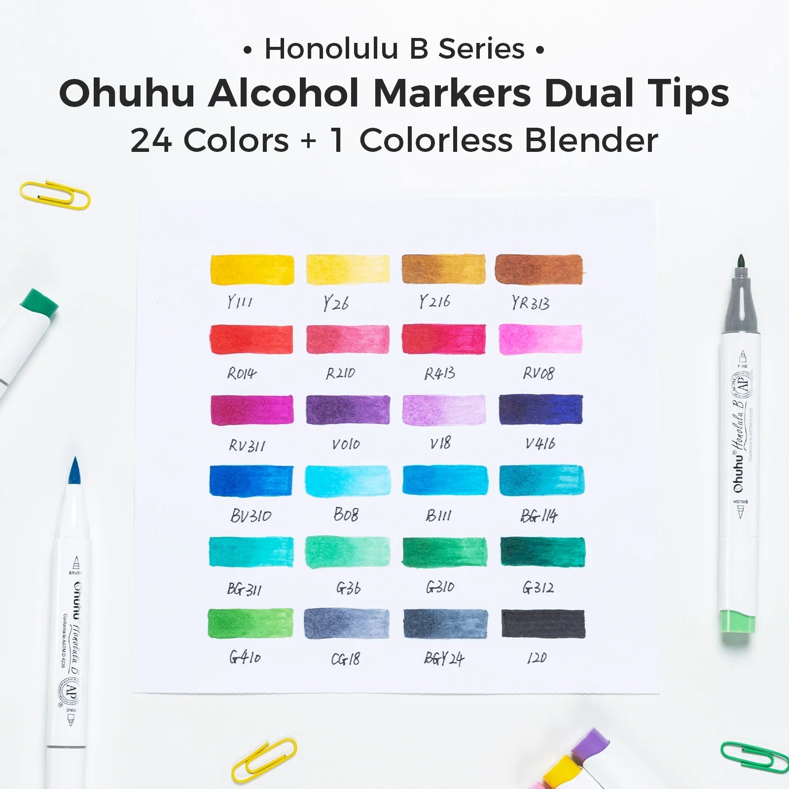 Ohuhu Honolulu B Marker Pen Set Color Markers Alcohol Art Markers Refillable - Maxwell shop