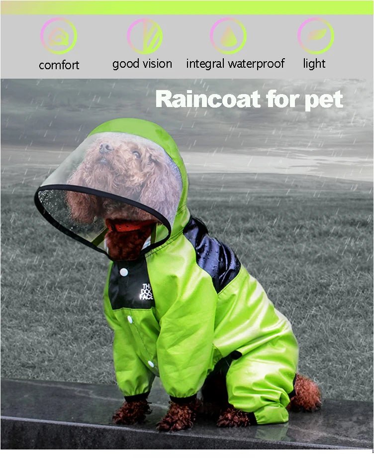 Pet Dog Raincoat The Dog Face Pet Clothes Jumpsuit Waterproof Dog Jacket Dogs - Maxwell shop