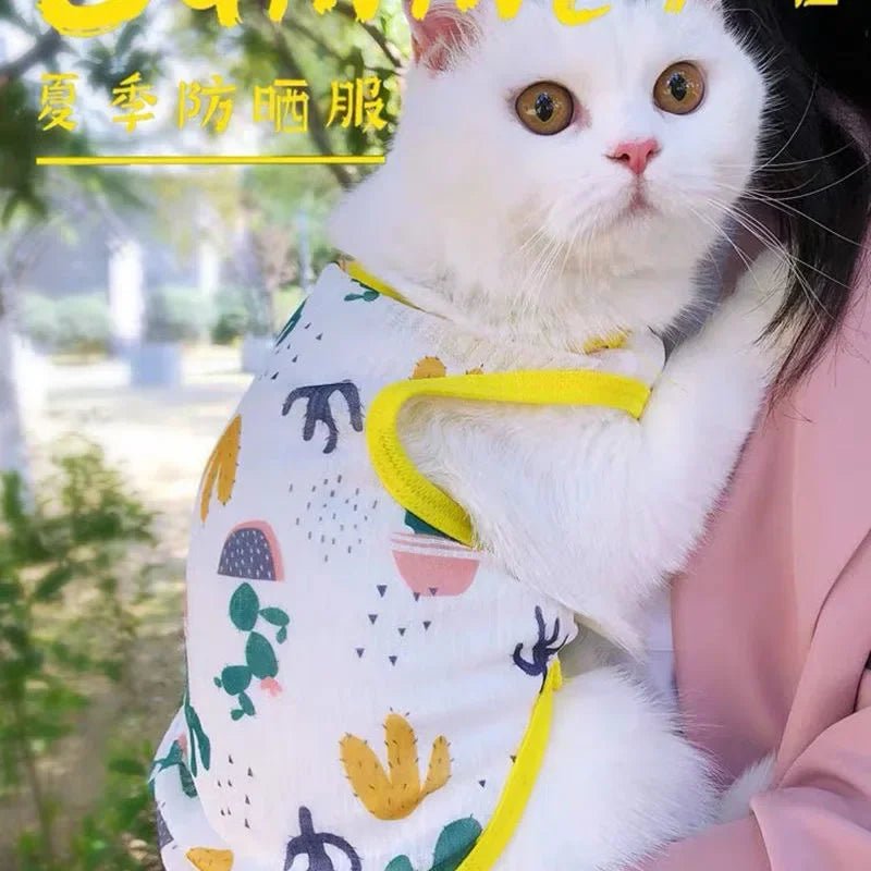 Sunscreen Clothes for Cats Summer Pet Vest Cute Print Cat Puppy Clothing Ultra-thin - Maxwell shop