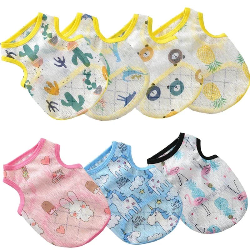 Sunscreen Clothes for Cats Summer Pet Vest Cute Print Cat Puppy Clothing Ultra-thin - Maxwell shop