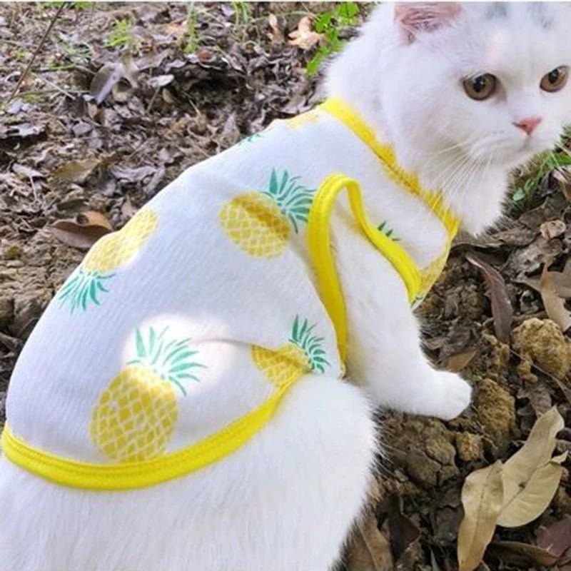 Sunscreen Clothes for Cats Summer Pet Vest Cute Print Cat Puppy Clothing Ultra-thin - Maxwell shop