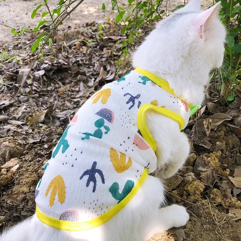 Sunscreen Clothes for Cats Summer Pet Vest Cute Print Cat Puppy Clothing Ultra-thin - Maxwell shop